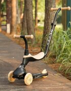 QPlay Trotineta pentru copii Sema EVO Bej 6 in 1 multifunctionala cu scaunel maner telescopic parental inaltime ajustabila cadru din aluminiu greutate admisa 50 kg