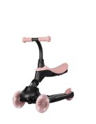 QPlay Trotineta pentru copii Sema EVO Roz 6 in 1 multifunctionala cu scaunel maner telescopic parental inaltime ajustabila cadru din aluminiu greutate admisa 50 kg