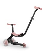 QPlay Trotineta pentru copii Sema EVO Roz 6 in 1 multifunctionala cu scaunel maner telescopic parental inaltime ajustabila cadru din aluminiu greutate admisa 50 kg