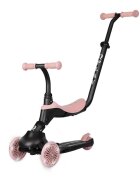 QPlay Trotineta pentru copii Sema EVO Roz 6 in 1 multifunctionala cu scaunel maner telescopic parental inaltime ajustabila cadru din aluminiu greutate admisa 50 kg