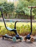 QPlay Trotineta pentru copii Sema EVO Verde 6 in 1 multifunctionala cu scaunel maner telescopic parental inaltime ajustabila cadru din aluminiu greutate admisa 50 kg