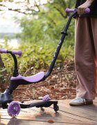 QPlay Trotineta pentru copii Sema EVO Violet 6 in 1 multifunctionala cu scaunel maner telescopic parental inaltime ajustabila cadru din aluminiu greutate admisa 50 kg
