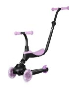 QPlay Trotineta pentru copii Sema EVO Violet 6 in 1 multifunctionala cu scaunel maner telescopic parental inaltime ajustabila cadru din aluminiu greutate admisa 50 kg