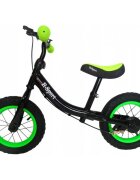 R-Sport Bicicleta copii fara pedale R3 verde-negru 11 inch scaun moale reglabil pe inaltime 37-43 cm roti gonflabile frana pe roata din fata cadru usor din otel pana la 35 kg varsta 3-5 ani