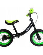 R-Sport Bicicleta copii fara pedale R3 verde-negru 11 inch scaun moale reglabil pe inaltime 37-43 cm roti gonflabile frana pe roata din fata cadru usor din otel pana la 35 kg varsta 3-5 ani