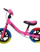 R-Sport Bicicleta copii fara pedale R6 roz 11 inch roti colorate din spuma EVA frana cadru usor din otel scaun si ghidon reglabile pe inaltime varsta 2-6 ani sarcina maxima pana la 35 kg