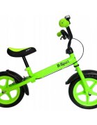R-Sport Bicicleta copii fara pedale R9 verde 11 inch scaun moale reglabil pe inaltime 38-45 cm roti din spuma EVA frana pe roata din fata cadru usor din otel pana la 35 kg varsta 3-6 ani