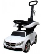 R-Sport Masinuta copii de impins Mercedes C63 amg alb cu maner pentru controlul parental suport pentru picioare protectie impotriva rasturnarii volan cu melodii si claxon