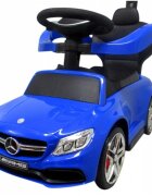 R-Sport Masinuta copii de impins Mercedes C63 amg albastru cu maner pentru controlul parental suport pentru picioare protectie impotriva rasturnarii volan cu melodii si claxon