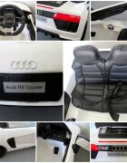 R-Sport Masinuta electrica pentru copii Audi R8 Alb 70W cu telecomanda si roti Eva cu suspensii slow start faruri si lumini Led unitate audio cu display si Mp3