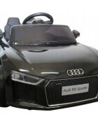R-Sport Masinuta electrica pentru copii Audi R8 Negru 70W cu telecomanda si roti Eva cu suspensii slow start faruri si lumini Led unitate audio cu display si Mp3