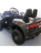 R-Sport Masinuta electrica pentru copii Audi R8 Negru 70W cu telecomanda si roti Eva cu suspensii slow start faruri si lumini Led unitate audio cu display si Mp3