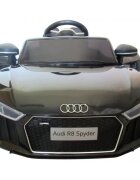 R-Sport Masinuta electrica pentru copii Audi R8 Negru 70W cu telecomanda si roti Eva cu suspensii slow start faruri si lumini Led unitate audio cu display si Mp3