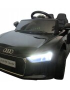 R-Sport Masinuta electrica pentru copii Audi R8 Negru 70W cu telecomanda si roti Eva cu suspensii slow start faruri si lumini Led unitate audio cu display si Mp3