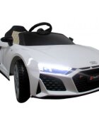 R-Sport Masinuta electrica pentru copii Audi R8 Sport Alb 70W cu telecomanda roti Eva lumini muzica si suspensii