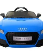 R-Sport Masinuta electrica pentru copii Audi TT Albastru 70W cu scaun din piele slow start faruri si lumini led unitate audio cu display mufa Mp3 si Usb