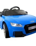 R-Sport Masinuta electrica pentru copii Audi TT Albastru 70W cu scaun din piele slow start faruri si lumini led unitate audio cu display mufa Mp3 si Usb