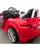 R-Sport Masinuta electrica pentru copii Audi TT Rosu 70W cu scaun din piele slow start faruri si lumini led unitate audio cu display mufa Mp3 si Usb
