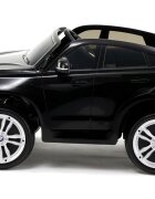 R-Sport Masinuta electrica pentru copii BMW X6M negru 90W cu roti EVA si scaun din piele pornire lenta amortizoare panou muzical 2 usi cu deschidere centura de siguranta