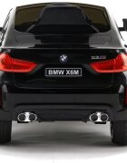 R-Sport Masinuta electrica pentru copii BMW X6M negru 90W cu roti EVA si scaun din piele pornire lenta amortizoare panou muzical 2 usi cu deschidere centura de siguranta