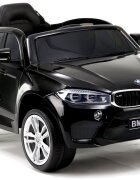 R-Sport Masinuta electrica pentru copii BMW X6M negru 90W cu roti EVA si scaun din piele pornire lenta amortizoare panou muzical 2 usi cu deschidere centura de siguranta