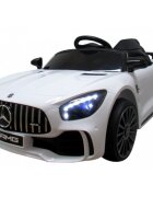 R-Sport Masinuta electrica pentru copii cu telecomanda Mercedes AMG GTR-S Alb 70W scaun de piele si roti Eva unitate audio cu display si Mp3 functie slow start