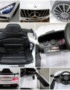 R-Sport Masinuta electrica pentru copii cu telecomanda Mercedes AMG GTR-S Alb 70W scaun de piele si roti Eva unitate audio cu display si Mp3 functie slow start