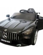 R-Sport Masinuta electrica pentru copii cu telecomanda Mercedes AMG GTR-S Negru 70W scaun de piele si roti Eva unitate audio cu display si Mp3 functie slow start