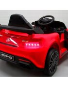 R-Sport Masinuta electrica pentru copii cu telecomanda Mercedes AMG GTR-S Rosu 70W scaun de piele si roti Eva unitate audio cu display si Mp3 functie slow start