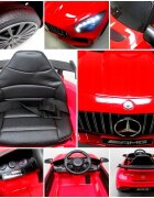 R-Sport Masinuta electrica pentru copii cu telecomanda Mercedes AMG GTR-S Rosu 70W scaun de piele si roti Eva unitate audio cu display si Mp3 functie slow start
