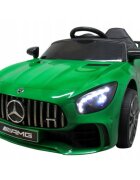 R-Sport Masinuta electrica pentru copii cu telecomanda Mercedes AMG GTR-S Verde 70W scaun de piele si roti Eva unitate audio cu display si Mp3 functie slow start