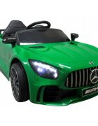 R-Sport Masinuta electrica pentru copii cu telecomanda Mercedes AMG GTR-S Verde 70W scaun de piele si roti Eva unitate audio cu display si Mp3 functie slow start