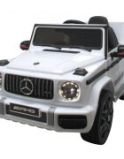 R-Sport Masinuta electrica pentru copii Mercedes G63 Alb 70W cu telecomanda roti EVA si scaun piele usi cu deschidere panou muzica centura de siguranta maner tractare 12V