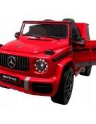 R-Sport Masinuta electrica pentru copii Mercedes G63 Rosu 70W cu telecomanda roti EVA si scaun piele usi cu deschidere panou muzica centura de siguranta maner tractare 12V