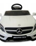 R-Sport Masinuta electrica pentru copii Mercedes GLA45 Alb 70W cu telecomanda roti EVA si scaun piele pornire lenta lumini panou de muzica 2 usi cu deschidere