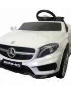 R-Sport Masinuta electrica pentru copii Mercedes GLA45 Alb 70W cu telecomanda roti EVA si scaun piele pornire lenta lumini panou de muzica 2 usi cu deschidere