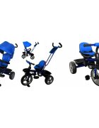 R-Sport Tricicleta pentru copii T2 Albastru 3 in 1 cu pedale control al directiei scaun reversibil rotire 360 grade roti din spuma Eva husa moale greutate admisa 25 kg