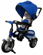 R-Sport Tricicleta pentru copii T3 albastru 3 in 1 cu pedale cu roti gonflabile maner cu control al directiei scaun reversibil rotire 360 grade frana si centura de siguranta
