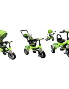 R-Sport Tricicleta pentru copii T3 Verde 3 in 1 cu pedale roti gonflabile control al directiei scaun reversibil rotire 360 grade frana si centura de siguranta