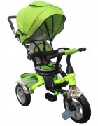 R-Sport Tricicleta pentru copii T3 Verde 3 in 1 cu pedale roti gonflabile control al directiei scaun reversibil rotire 360 grade frana si centura de siguranta