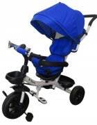 R-Sport Tricicleta pentru copii T4 Albastru 3 in 1 cu pedale control al directiei scaun reversibil suport picioare pliabil centuri de siguranta moi si roti din cauciuc Eva