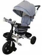 R-Sport Tricicleta pentru copii T4 Gri 3 in 1 cu pedale control al directiei scaun reversibil suport picioare pliabil centuri de siguranta moi si roti din cauciuc Eva
