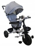 R-Sport Tricicleta pentru copii T4 Gri 3 in 1 cu pedale control al directiei scaun reversibil suport picioare pliabil centuri de siguranta moi si roti din cauciuc Eva
