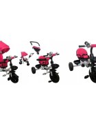 R-Sport Tricicleta pentru copii T4 Roz 3 in 1 cu pedale control al directiei scaun reversibil suport picioare pliabil centuri de siguranta moi si roti din cauciuc Eva