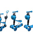 R-Sport Trotineta 5 in 1 H3 albastru cu maner parental si scaun ghidon reglabil si detasabil 3 roti lumini LED greutate admisa 25 kg varsta 2-7 ani