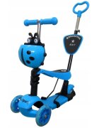 R-Sport Trotineta 5 in 1 H3 albastru cu maner parental si scaun ghidon reglabil si detasabil 3 roti lumini LED greutate admisa 25 kg varsta 2-7 ani