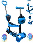 R-Sport Trotineta 5 in 1 JR albastrucu maner parental scaunel reglabil ghidon reglabil roti cu LED greutate admisa 25 kg varsta 2-7 ani