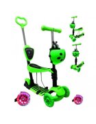 R-Sport Trotineta 5 in 1 JR verde cu maner parental scaunel reglabil ghidon reglabil roti cu LED greutate admisa 25 kg varsta 2-7 ani