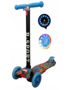 R-Sport Trotineta H2 Albastra cu ghidon reglabil 3 roti din cauciuc cu led greutate admisa 50 kg varsta 2-7 ani