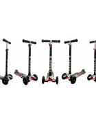 R-Sport Trotineta H2 Neagra cu ghidon reglabil 3 roti din cauciuc cu led greutate admisa 50 kg varsta 2-7 ani